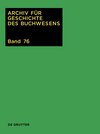 Buchcover Archiv für Geschichte des Buchwesens / 2021