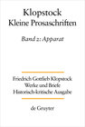 Buchcover Friedrich Gottlieb Klopstock: Werke und Briefe. Abteilung Werke IX: Kleine Prosaschriften / Apparat