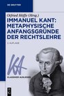 Buchcover Immanuel Kant: Metaphysische Anfangsgründe der Rechtslehre