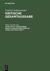 Buchcover Friedrich Schleiermacher: Kritische Gesamtausgabe. Vorlesungen / Vorlesungen über die Lehre vom Staat