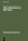 Buchcover Bibliographie zu Ben Sira