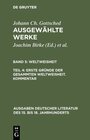 Buchcover Johann Ch. Gottsched: Ausgewählte Werke. Weltweisheit / Erste Gründe der gesammten Weltweisheit. Kommentar