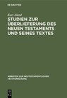 Buchcover Studien zur Überlieferung des Neuen Testaments und seines Textes
