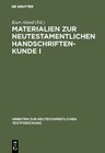 Buchcover Materialien zur neutestamentlichen Handschriftenkunde I
