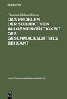 Buchcover Das Problem der subjektiven Allgemeingültigkeit des Geschmacksurteils bei Kant