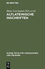 Buchcover Altlateinische Inschriften