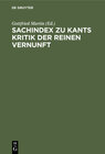 Buchcover Sachindex zu Kants Kritik der reinen Vernunft