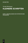 Buchcover Nicolai Hartmann: Kleinere Schriften / Abhandlungen zur systematischen Philosophie