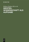 Buchcover Geisteswissenschaft als Aufgabe