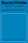 Buchcover Immanuel Kant: Werke / Anmerkungen der Bände VI–IX