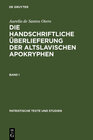 Buchcover Aurelio de Santos Otero: Die handschriftliche Überlieferung der altslavischen Apokryphen / Die handschriftliche Überlief