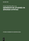 Buchcover Generative Studies in Spanish syntax