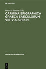 Buchcover Carmina Epigraphica Graeca Saeculorum VIII–V a. Chr. n
