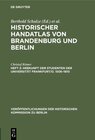 Buchcover Historischer Handatlas von Brandenburg und Berlin. Nachträge / Herkunft der Studenten der Universität Frankfurt/O. 1506–