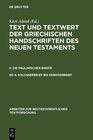 Buchcover Text und Textwert der griechischen Handschriften des Neuen Testaments.... / Kolosserbrief bis Hebräerbrief