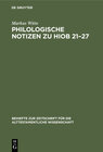 Buchcover Philologische Notizen zu Hiob 21–27