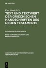 Buchcover Text und Textwert der griechischen Handschriften des Neuen Testaments.... / Untersuchungen und Ergänzungsliste