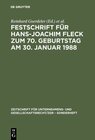 Buchcover Festschrift für Hans-Joachim Fleck zum 70. Geburtstag am 30. Januar 1988