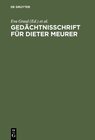 Buchcover Gedächtnisschrift für Dieter Meurer