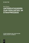 Buchcover Untersuchungen zum Fehlurteil im Strafprozeß
