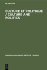 Buchcover Culture et Politique / Culture and Politics