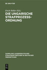 Buchcover Die Ungarische Strafprozeßordnung