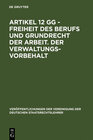 Buchcover Artikel 12 GG - Freiheit des Berufs und Grundrecht der Arbeit. Der Verwaltungsvorbehalt