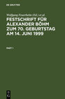 Buchcover Festschrift für Alexander Böhm zum 70. Geburtstag am 14. Juni 1999