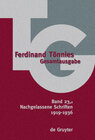 Buchcover Ferdinand Tönnies: Gesamtausgabe (TG) / Nachgelassene Schriften