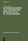 Buchcover Untersuchungen zur Textsortengeschichte im 19. Jahrhundert