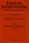 Buchcover Friedrich Schleiermacher: Kritische Gesamtausgabe. Schriften und Entwürfe / Register zur I. Abteilung