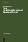 Buchcover Das deutschsprachige Prosagedicht