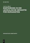 Buchcover Einführung in die lexikalische Semantik für Romanisten