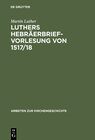 Buchcover Luthers Hebräerbrief-Vorlesung von 1517/18