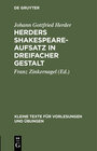 Buchcover Herders Shakespeare-Aufsatz in dreifacher Gestalt