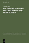 Buchcover Proben hoch- und niederdeutscher Mundarten