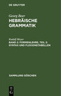 Buchcover Formenlehre, Teil 2: Syntax und Flexionstabellen