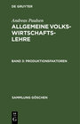 Buchcover Andreas Paulsen: Allgemeine Volkswirtschaftslehre / Produktionsfaktoren