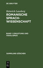 Buchcover Heinrich Lausberg: Romanische Sprachwissenschaft / Einleitung und Vokalismus