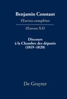 Buchcover Benjamin Constant: Œuvres complètes. Œuvres / Discours à la Chambre des députés (1819–1820)