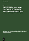 Buchcover Zu den Problemen des fascistischen Verfassungsrechts