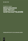 Buchcover Renaissance der Privatwirtschaftslehre
