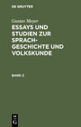 Buchcover Gustav Meyer: Essays und Studien zur Sprachgeschichte und Volkskunde / Gustav Meyer: Essays und Studien zur Sprachgeschi