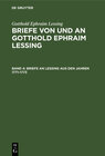 Buchcover Gotthold Ephraim Lessing: Briefe von und an Gotthold Ephraim Lessing / Briefe an Lessing aus den Jahren 1771–1773