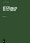 Buchcover Franz Förster: Preußisches Privatrecht / Franz Förster: Preußisches Privatrecht. Band 4