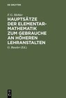 Buchcover Hauptsätze der Elementar-Mathematik zum Gebrauche an höheren Lehranstalten