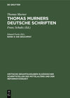 Buchcover Thomas Murner: Thomas Murners deutsche Schriften / Die Geuchmat
