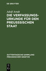 Buchcover Die Verfassungs-Urkunde für den preußsischen Staat
