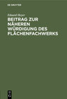 Buchcover Beitrag zur näheren Würdigung des Flächenfachwerks