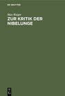 Buchcover Zur Kritik der Nibelunge